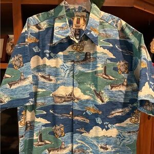 Tori Richard Blue and Green Nautical Shirt